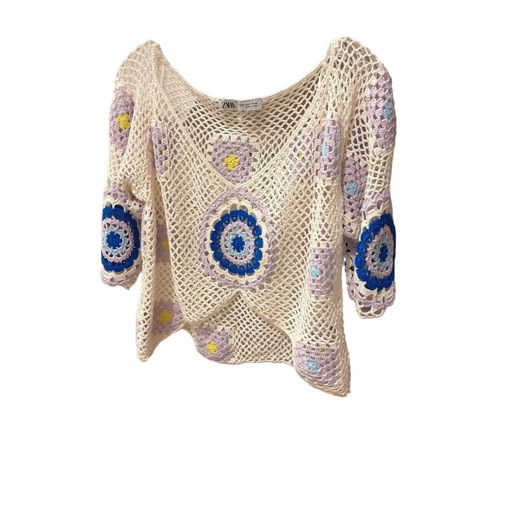 Zara womens crochet top medium boho hippy